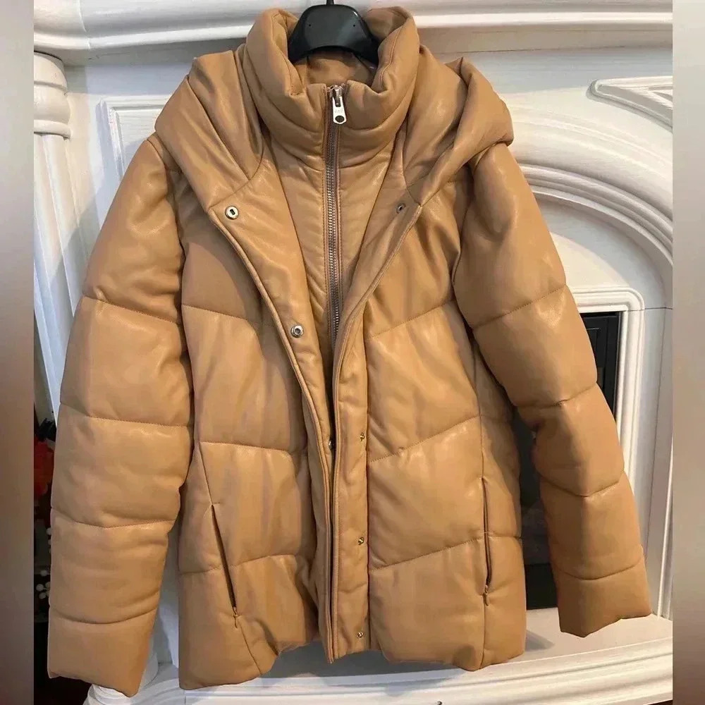 Abercrombie Ultra Mid Length Vegan Leather Puffer
